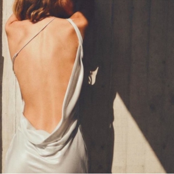 NWT ZARA LONG ASYMMETRIC FOIL DRESS - Picture 3 of 17